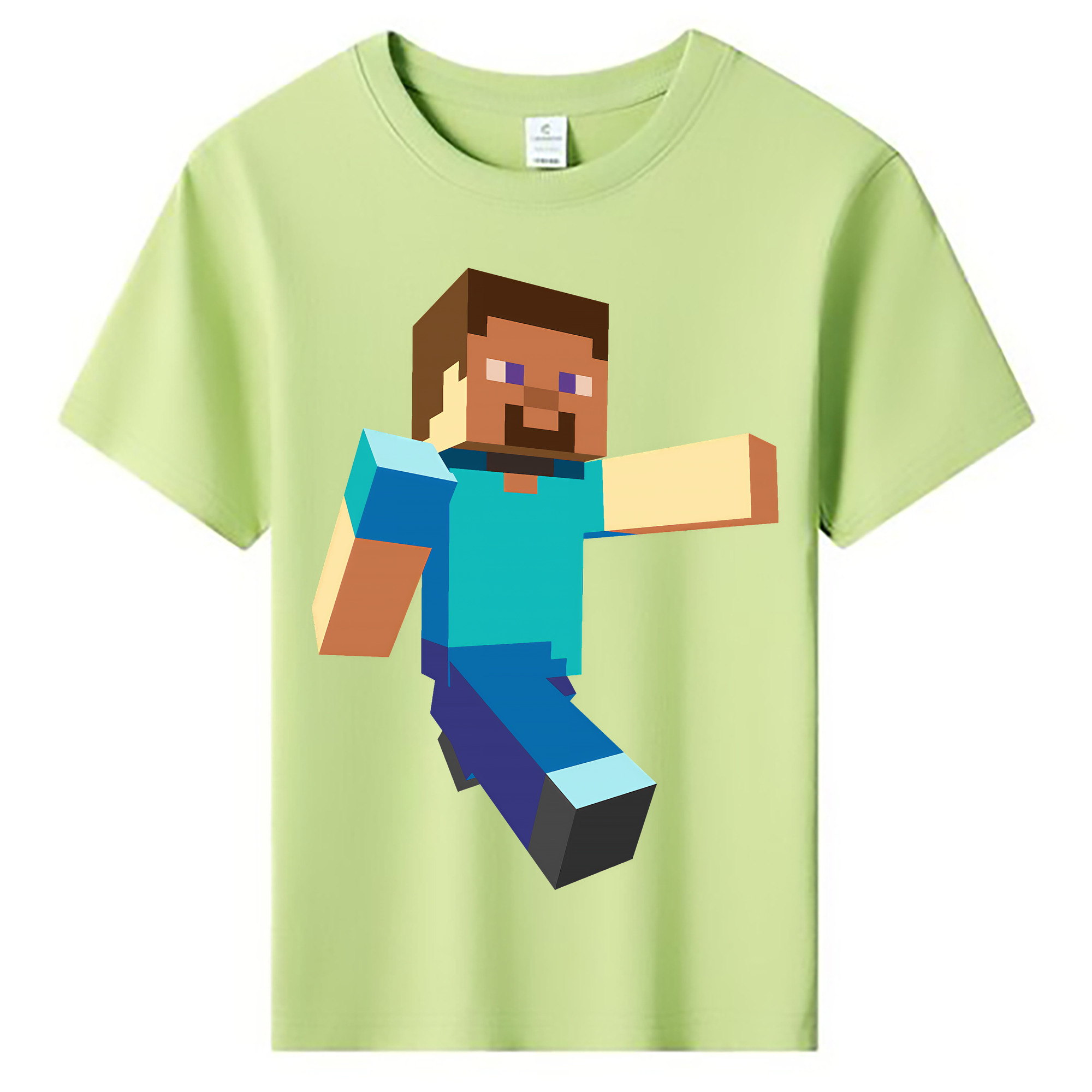 （画像用） マインクラフト ブロックの世界 Minecraft MC Block world 綿100％キッズTシャツ（フロントプリント）